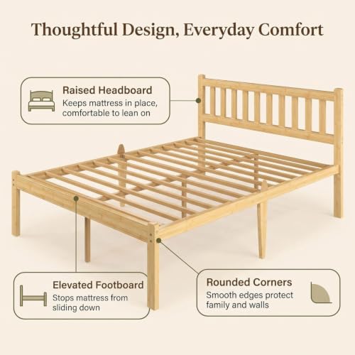 Wood Queen Bed Frame with Headboard, view 6