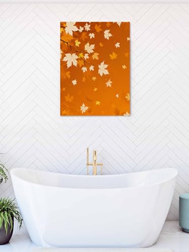 NuYeBiofx Orange Maple Leaf Thanksgiving Canvas Wall Art Prints,30"x20" Framed Picture Artwork Fall Country Leaves Printed Canvas Oil Painting for Living Room Bedroom Office,Ready to Hang
