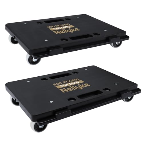 Furniture Dolly, 2 Pack Small Flat Moving Dolly, Furniture Movers with 4 Wheels, 500Lbs Capacity, Connectable and Portable Dollies for Heavy Appliance, Black