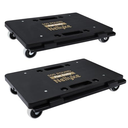 Furniture Dolly, 2 Pack Small Flat Moving Dolly, Furniture Movers with 4 Wheels, 500Lbs Capacity, Connectable and Portable Dollies for Heavy Appliance, Black