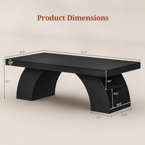 70.9 Inch Executive Desk, Large Office Desk with Power Outlet & Storage Shelves, view 4
