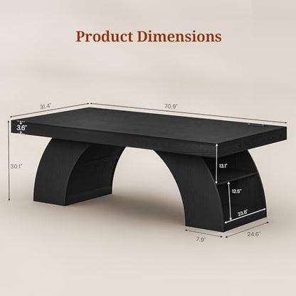 70.9 Inch Executive Desk, Large Office Desk with Power Outlet & Storage Shelves, view 4