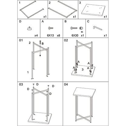 Square End Table, Small Narrow Side Table, Modern Accent White Nightstand with Metal Frame for Living Room, Bedroom, Corners, Bathroom and Office