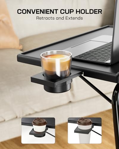TV Tray - TV Table for Eating, Folding Table Trays with 6 Height & 3 Tilt Angle, TV Tray Table with Cup Holder, Dinner Tray for Eating or Working on Couch, Bed, Living Room, Home & Office