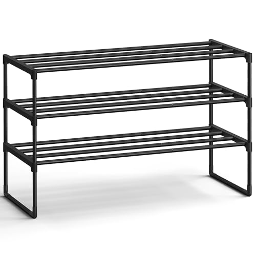 Shoe Rack, 3-Tier Shoe Organizer, Metal Storage Shelf, view 2