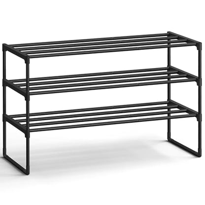 Shoe Rack, 3-Tier Shoe Organizer, Metal Storage Shelf, view 2