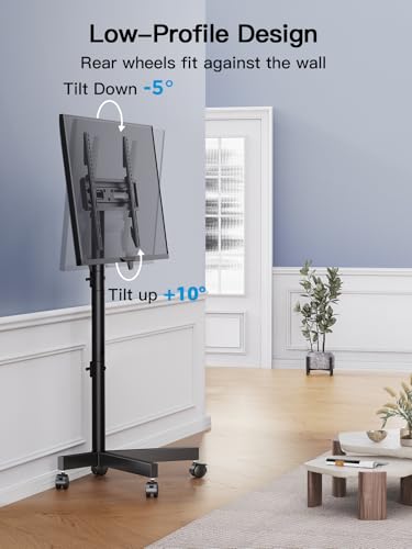 Rolling TV Stand for 23–62 Inch TVs, Outdoor Mobile TV Cart Holds up to 99 lbs, Portable TV Stand on Wheels for Bedroom and Living Room, Max VESA 400x400mm, PSTVMC04B-B
