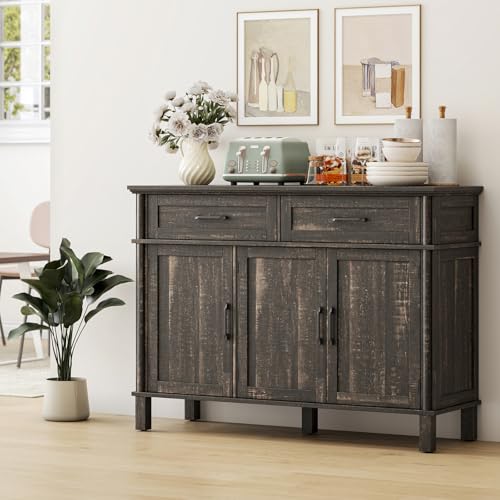 48 Inch Buffet Cabinet with Storage, Rustic Brown, view 4