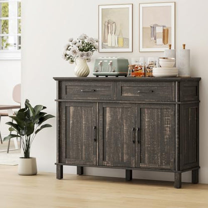 48 Inch Buffet Cabinet with Storage, Rustic Brown, view 4