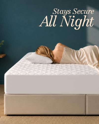 Queen Mattress Pad, Quilted Mattress Protector Topper fits 16" Deep Pocket, view 5