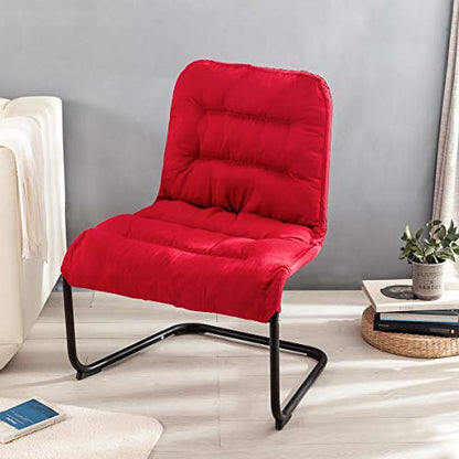 Durable Metal Modern Chair with Soft Comfortable Cushion, Red - Ideal for Bedrooms, Living Rooms, Dorms, Indoor Spaces, Accent and Lounging