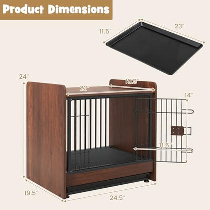 Dog Crate Furniture, Industrial Style Dog Crate with Lockable Door, view 5