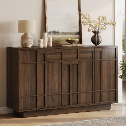 55" Sideboard Buffet Cabinet with Storage Drawer & Built-in Lights, view 2