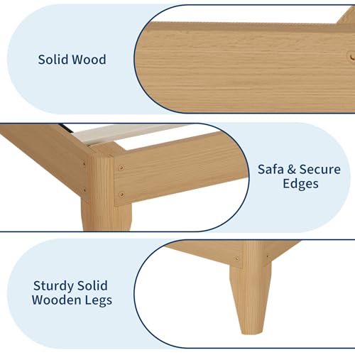 Solid Wood Platform Bed with Support Legs, view 8