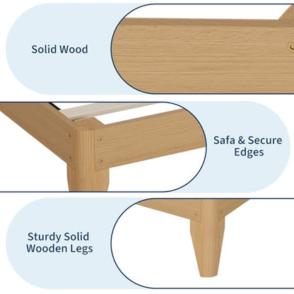 Solid Wood Platform Bed with Support Legs, view 8