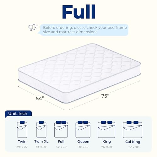 Full Size 8 Inch Cool Hybrid Mattress, Innerspring Coil Support, view 3