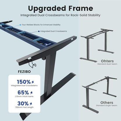 63 x 37 Inch Large Electric Standing Desk 1" Thick Desktop, Black, view 6