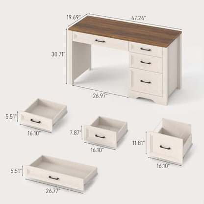 Farmhouse Executive Desk with Drawers, Home Office Desk with File Drawer, view 3