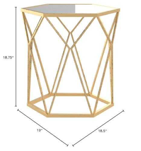 Joelle Geometric Accent Table - Gold - Transitional Design, Gold Metal - Ideal for Living Room, Bedroom (OC2320)