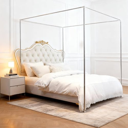 Canopy Bed Poles Stainless Steel Metal Frame 4 Corner Post Bed Frame Poles, view 2