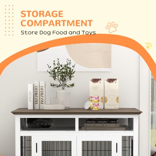 Dog Crate Furniture Side End Table with Storage, view 7