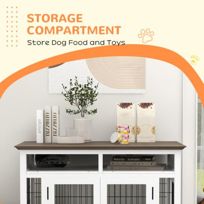 Dog Crate Furniture Side End Table with Storage, view 7