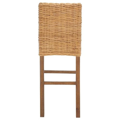 SAFAVIEH Furniture - Tobie Rattan Bar Stool - 29.53" Seat Height - Natural & Golden Brown - Mango Wood - Coastal Rattan-Seat Design - Ideal for Kitchen, Dining Room - Fully Assembled (BST6500A)