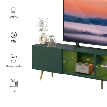 86" LED TV Stand, Modern Entertainment Center for 75" TV, Green, view 7