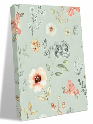 NuYeBiofx Farmhouse Floral Berry Leaves Canvas Wall Art Prints,30"x20" Framed Picture Artwork Gradient Sage Green Printed Canvas Oil Painting for Living Room Bedroom Office,Ready to Hang
