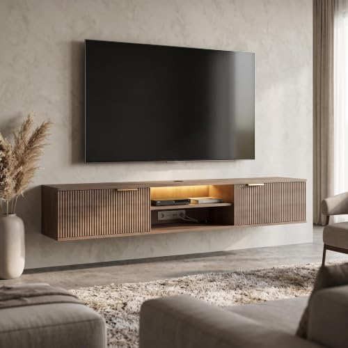 70" Floating TV Stand for TVs Up to 80", Fluted Entertainment Center, view 2
