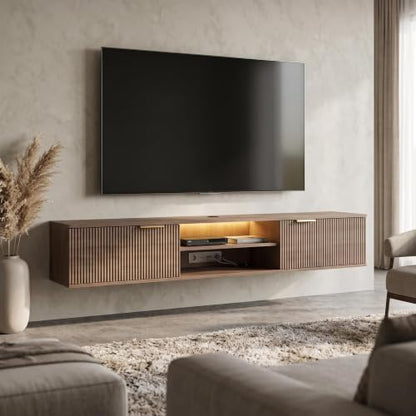 70" Floating TV Stand for TVs Up to 80", Fluted Entertainment Center, view 2