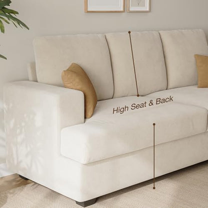 89" Cream White Couches for Living Room, 3 Seater Couch with Deep Seat, Oversized Loveseat Sofa for Apartment and Small Spaces