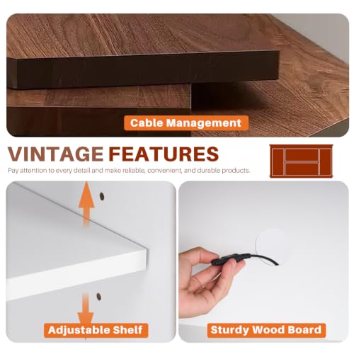 Farmhouse TV Stand 65 Inch, Wooden Entertainment Center, White, view 5
