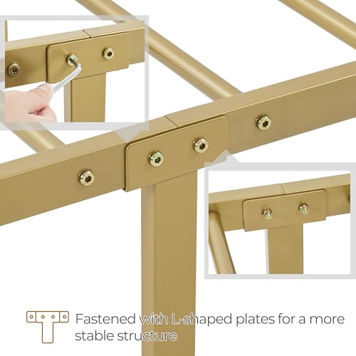 King Metal Bed Frame, Victorian Style Headboard, Antique Gold, view 6