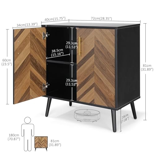 Modern Sideboard Storage Cabinet for Living Room Entryway, Black Storage Accent Cabinet with Doors