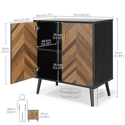 Modern Sideboard Storage Cabinet for Living Room Entryway, Black Storage Accent Cabinet with Doors