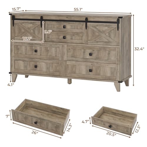 Farmhouse 6 Drawer Dresser for Bedroom, view 3