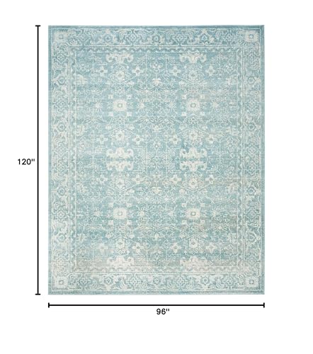 SAFAVIEH Area Rug 8x10 - Evoke Collection - Large - Light Blue & Ivory, Shabby Chic Distressed Design, Non-Shedding & Easy Cleaning, Ideal for Living Room, Bedroom, Office, Dining Space (EVK270D)