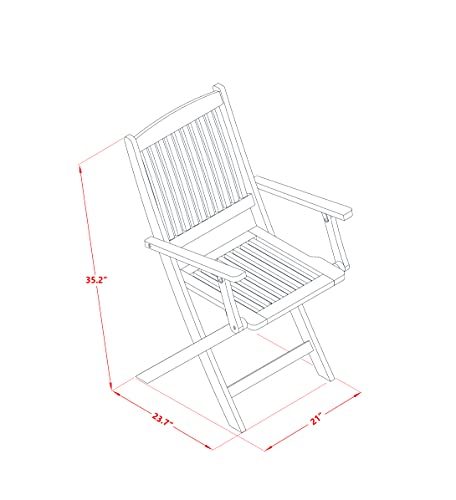 MNCM3CANA 3 Piece Folding Patio Bistro Sets Outdoor Set Contains a Round Acacia Wood Coffee Table and 2 Folding Arm Chairs, 30x30 Inch, Natural Oil