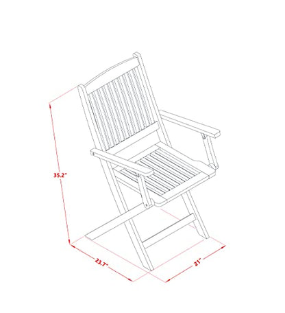 MNCM3CANA 3 Piece Folding Patio Bistro Sets Outdoor Set Contains a Round Acacia Wood Coffee Table and 2 Folding Arm Chairs, 30x30 Inch, Natural Oil