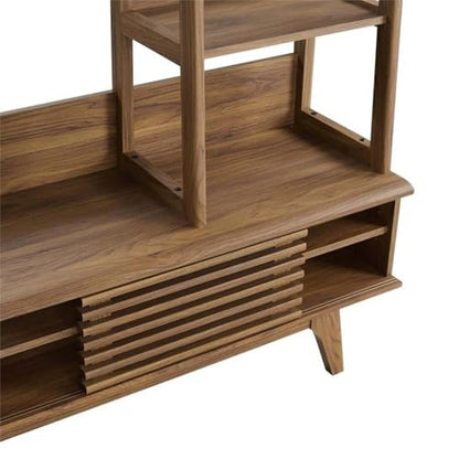 Render Mid-Century Modern TV Stand Entertainment Center, 70", Walnut