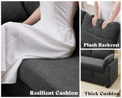 AMEILIFE Sofa Bed, Sleeper Sofa with Storage Chaise, Convertible Sofa Bed with Pull Out Couch, l Shaped Couch for Living Room-Gray Linen