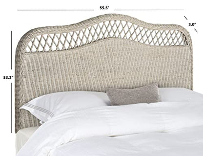 SAFAVIEH Furniture - Sephina Rattan Queen Headboard - Antique & Grey - Rattan - Coastal Woven Design - Ideal for Bedroom (SEA8033D-Q)