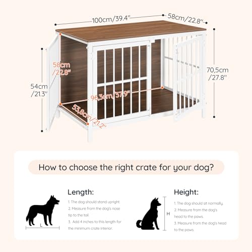 Heavy Duty Dog Crate Furniture, 39.4" Wooden Indoor Kennel with 3 Doors, view 5