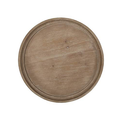 Natural French country accent table with round top, view 6