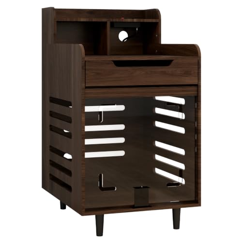 YUSING Dog Crate Furniture with Charging Station, Flip-Up Acrylic Door, view 8