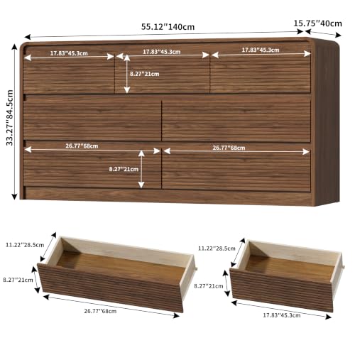 7 Drawer Dresser for Bedroom, 55"Chest of Drawer with Power Outlet, view 3