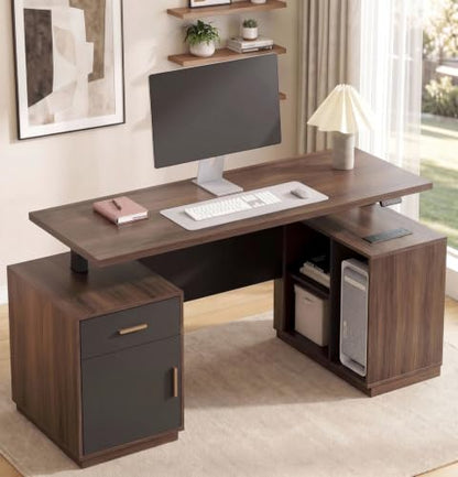 59" Electric Executive Standing Desk with Drawer & CPU Storage, view 2