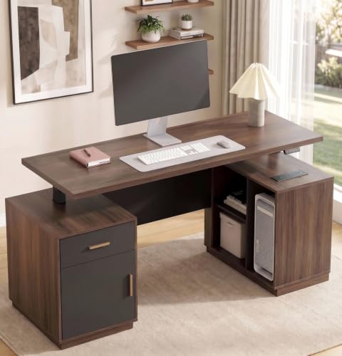 59" Electric Executive Standing Desk with Drawer & CPU Storage, view 2