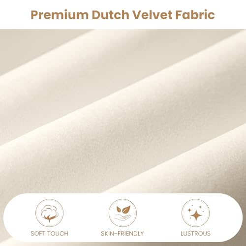 Queen Size Bed Frame, Velvet Upholstered Platform Bed, Cream, view 4